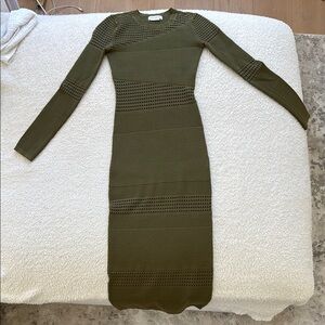 Sexy Mesh Olive Green Knit Dress